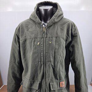 Carhartt Jacket C95 ARG Green Sherpa Lined Coat Duck Canvas Work Chore 2 XL